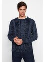 Trendyol Indigo Regular Fit Wash Effect Hair Knit Knitwear Sweater