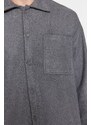 Trendyol Gray Men's Oversize Fit Shirt Collar Stamp Thick Winter Shirt Jacket