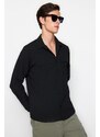 Trendyol Black Regular Fit Textured Double Pocket Shirt