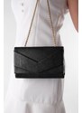 Marjin Women's Clutches & Shoulder Bags, Gold Color, Chain Strap Ginle, black