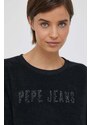 Mikina Pepe Jeans dámská, černá barva, s aplikací