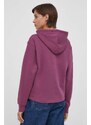 Mikina Calvin Klein Jeans dámská, fialová barva, s kapucí, s potiskem