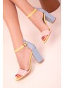 Soho Yellow-Powder-Blue Women's Classic Heeled Shoes 14532