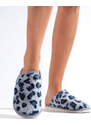 Shelvt leopard slippers blue