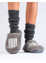 Women's gray fur slippers Shelvt