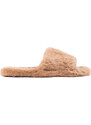 Shelvt women's fur camel slippers