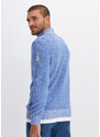 bonprix Přírodní svetr s Troyer límcem, z bavlny Modrá