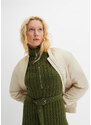 bonprix Pletené žebrované šaty s límečkem na zip Zelená