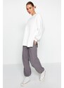Trendyol Ecru Oversize/Wide fit with slits. Thick Fleece Inside Knitted Sweatshirt