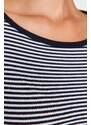 Trendyol Red-Navy Blue Striped 2-Pack Fitted/Sleeved Ribbed Stretch Knit Blouse