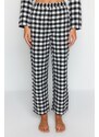 Trendyol Black Flannel Cotton Plaid Shirt-Pants Woven Pajama Set