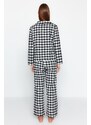 Trendyol Black Flannel Cotton Plaid Shirt-Pants Woven Pajama Set