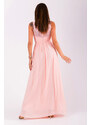 Společenské dámské šaty EVA&LOLA bez rukávů dlouhé růžové - Růžová - EVA&LOLA