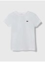 Dětské bavlněné tričko Lacoste bílá barva