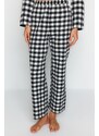 Trendyol Black Flannel Cotton Plaid Shirt-Pants Woven Pajama Set