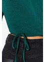 Trendyol Emerald Green Double Breasted Neck Fitted Crop Stretch Blouse