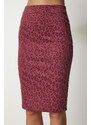 Happiness İstanbul Women's Plum Patterned Knitwear Pencil Skirt