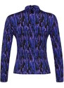 Trendyol Purple Printed Fitted/Situated High Neck Long Sleeve Crepe/Textured Knitted Blouse