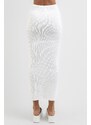 Madmext White Basic Long Knitwear Skirt