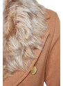 Trendyol Camel Gold Button Detailní vlněný razítkový kabát