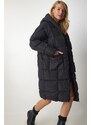 Happiness İstanbul Women's Black Hooded Oversized Down Coat