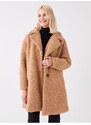 LC Waikiki Women's Jacket Collar Straight Long Sleeve Teddy Coat