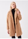 LC Waikiki Women's Jacket Collar Straight Long Sleeve Teddy Coat