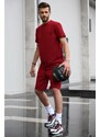 Madmext Burgundy Printed Men's Shorts Set 5820