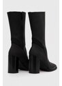 Kožené kotníkové boty Calvin Klein Jeans HEEL ZIP BOOT LTH WN dámské, černá barva, na podpatku, YW0YW01113