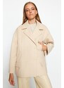 Trendyol Beige Oversize Wide Cut Stamped Coat