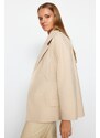 Trendyol Beige Oversize Wide Cut Stamped Coat