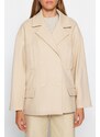 Trendyol Beige Oversize Wide Cut Stamped Coat