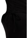 Trendyol Black Drape Detailed Single Sleeve Knitted Bodysuit