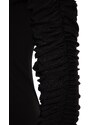 Trendyol Black Drape Detailed Single Sleeve Knitted Bodysuit