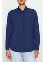 Trendyol Navy Blue Loose Fit bavlněná tkaná košile