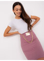 Fashionhunters Tmavě růžová žebrovaná pletená sukně