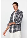 Trendyol Black Slim Fit Lumberjack Plaid Button Collar Shirt