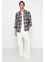 Trendyol Black Slim Fit Lumberjack Plaid Button Collar Shirt