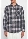 Trendyol Black Slim Fit Lumberjack Plaid Button Collar Shirt