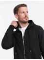 Ombre Clothing Pánská mikina s kapucí na zip - černá V1 OM-SSZP-22FW-003
