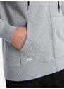 Ombre Men's unbuttoned hooded sweatshirt - grey melange