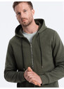 Ombre Men's unbuttoned hooded sweatshirt - olive