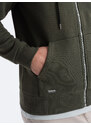 Ombre Clothing Pánská mikina na zip s kapucí - olivová V2 OM-SSZP-22FW-003