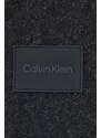 Vlněná košile Calvin Klein černá barva, relaxed, s klasickým límcem