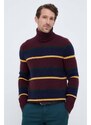Vlněný svetr Polo Ralph Lauren pánský, vínová barva, hřejivý, s golfem
