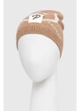 Dětská čepice s příměsí vlny Pinko Up béžová barva, z tenké pleteniny