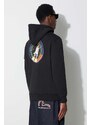 Mikina Alpha Industries x Nasa Space Shuttle Hoody pánská, černá barva, s kapucí, s aplikací, 178317.556