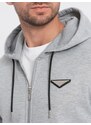 Ombre Men's unbuttoned hooded sweatshirt - grey melange