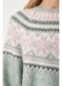 Happiness İstanbul Women's Nile Green Patterned Comfort Knitwear Sweater