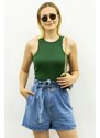 Madmext Mad Girls Green Crop Top Mg361